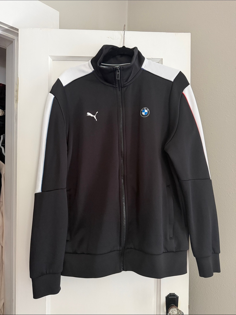Puma x BMW Black Track Jacket with White Shoulder Panels